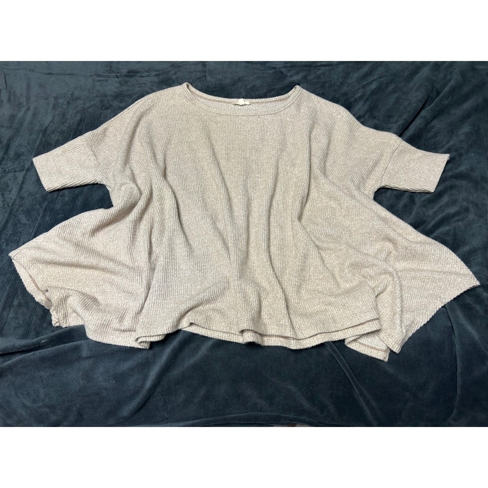 ODDI Beige Waffle Knit Oversized Dolman Sleeve Sweater Top Women‎ S M